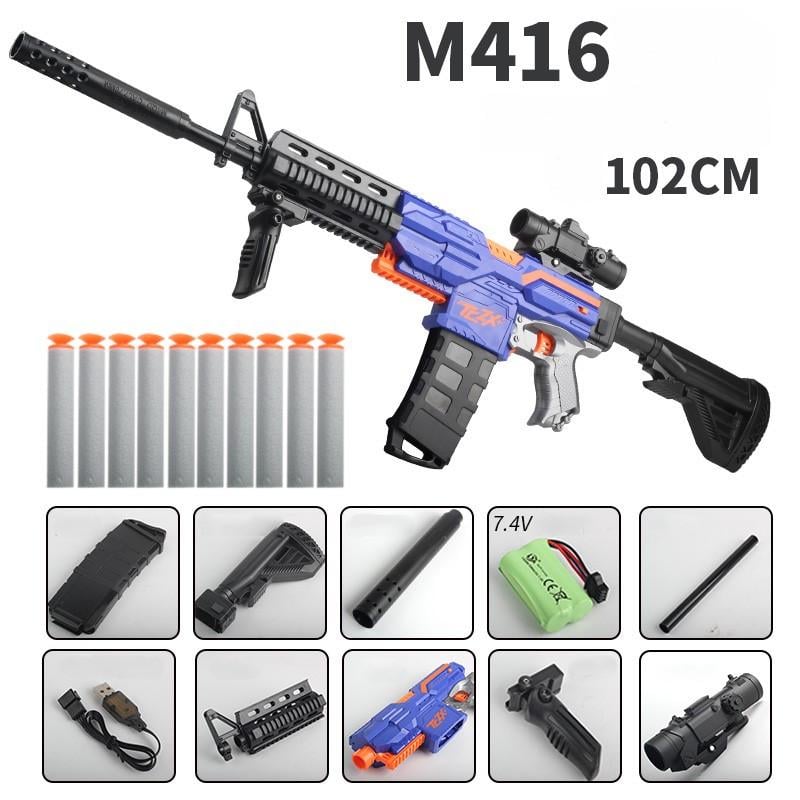 Игрушечный автомат NERF M416 на мягких шарах аккумуляторный 102 см Синий - фото 2