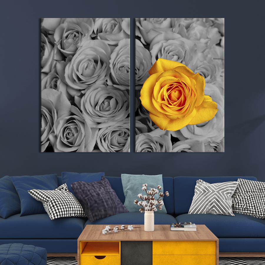 Модульная картина на холсте Диптих Жёлтая роза 71x51 см (233-2)