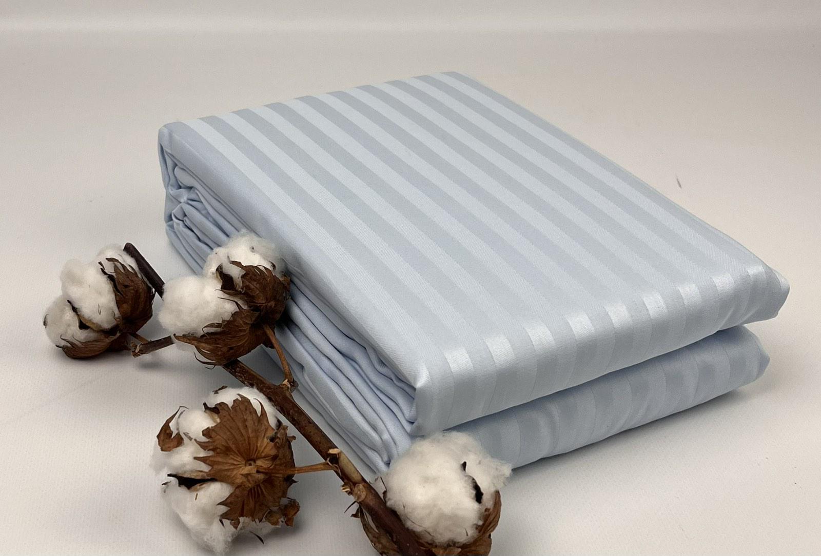 Простирадло Maison D'or Страйп-сатин 240x260 см з наволочками Blue (CN28016)