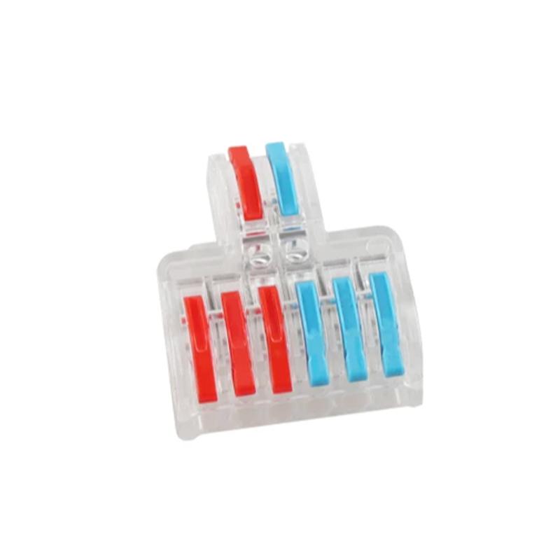 Клемма разветвляющая Tactix 0,08-4 мм2 35А 1-3+1-3 одинарная 40х33,5х14,5 мм крепеж 3,1 мм Разноцветный (LT-623T)