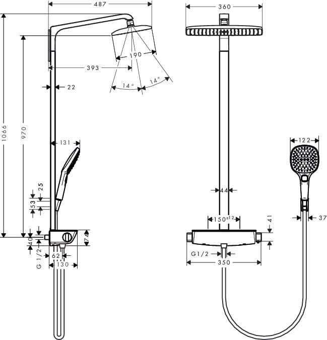 Душова система з термостатом Hansgrohe Raindance Select Showerpipe 27112000 Хром (98675) - фото 2