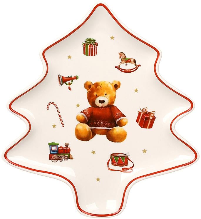 Блюдо фарфоровое сервировочное My Bear Елочка 23,5х21,5 см в подарочной коробке
