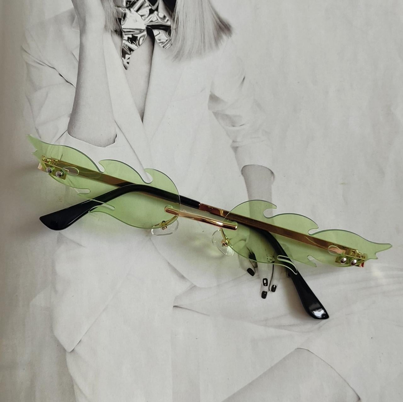 Очки узкие огонь пламя Зеленый (096580)