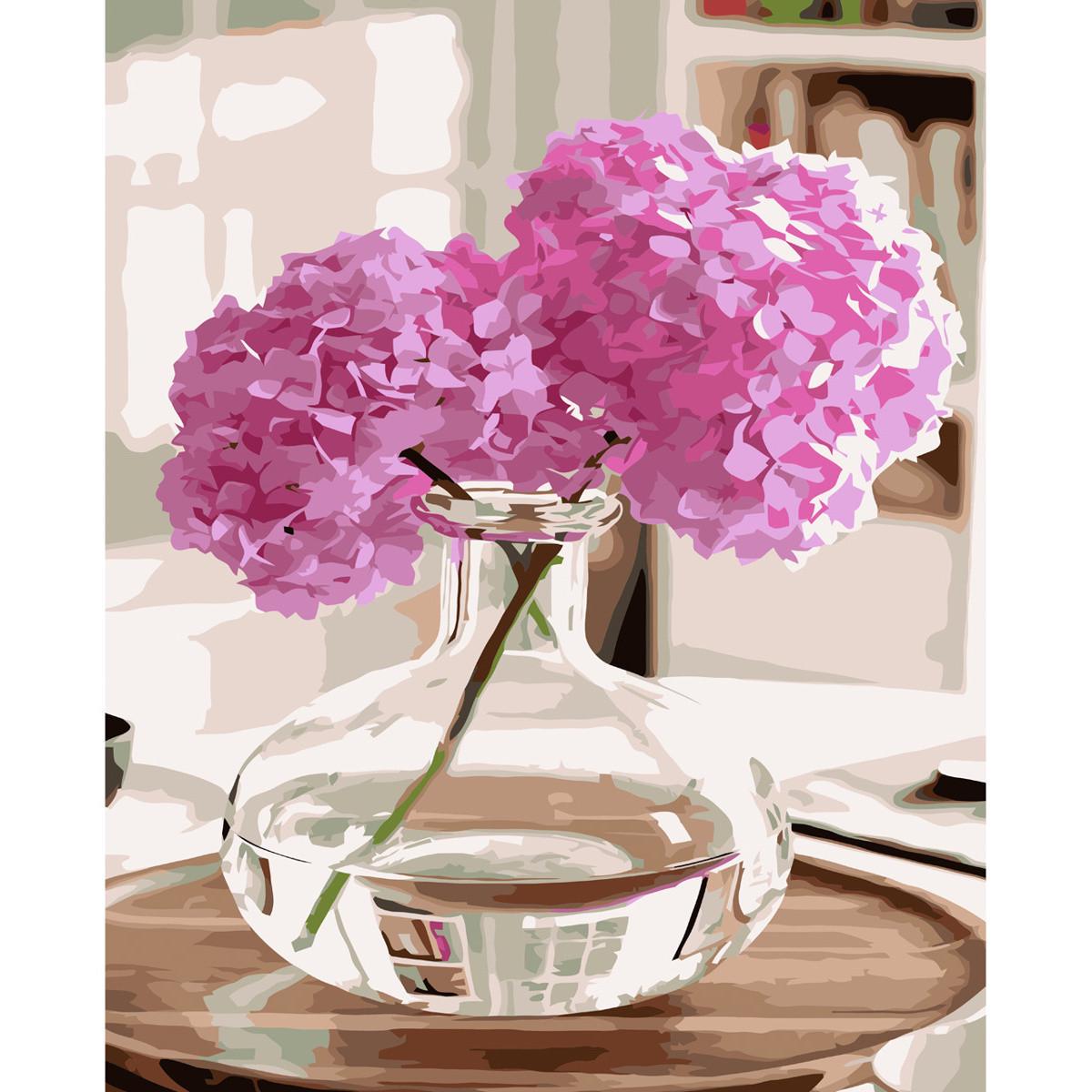 Картина по номерам Strateg Премиум Гортензия в весе с лаком 40х50 см (VA-3595)