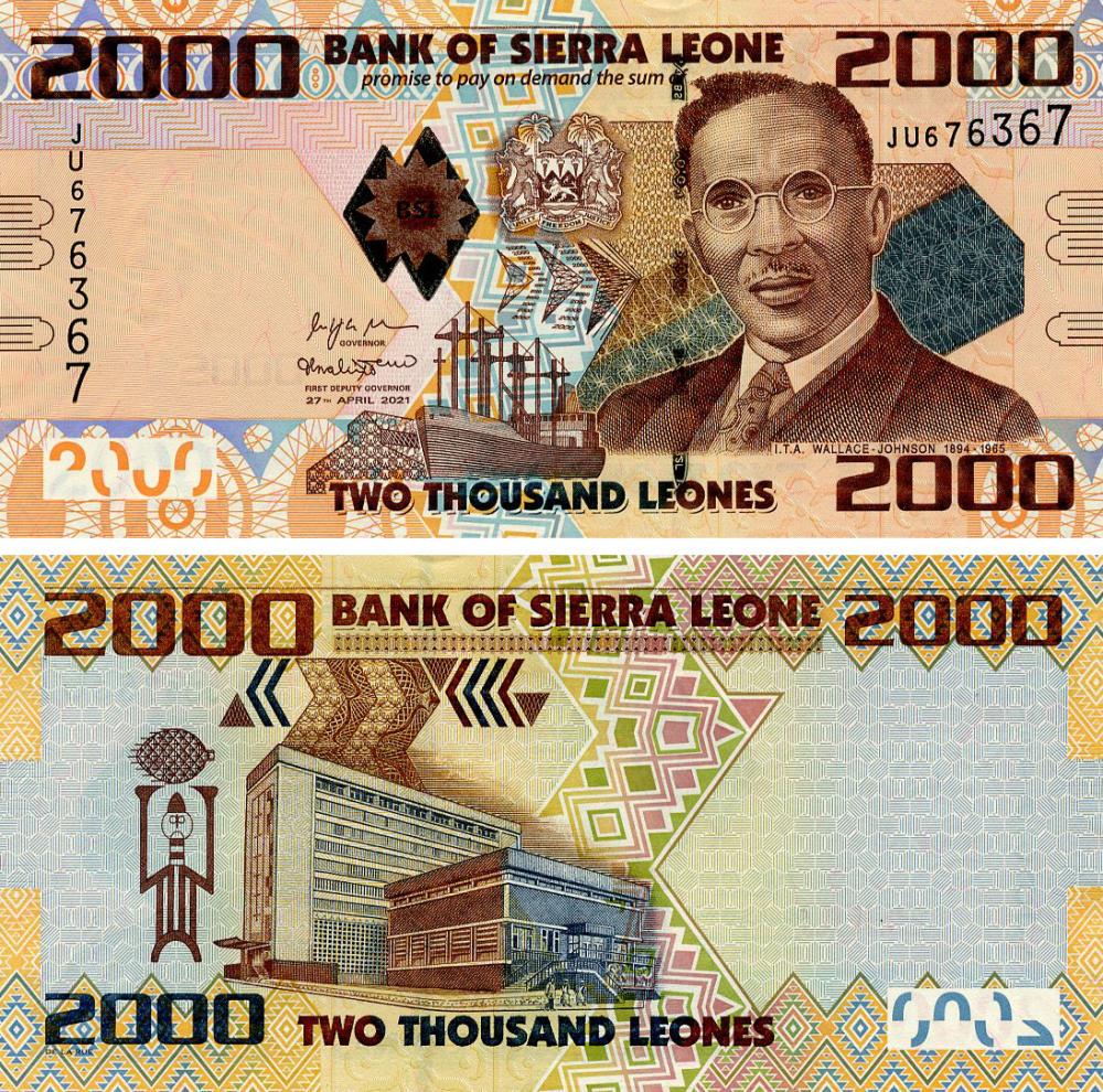 Коллекционная банкнота Сьерра-Леоне 2000 леони 2021 UNC (P31)
