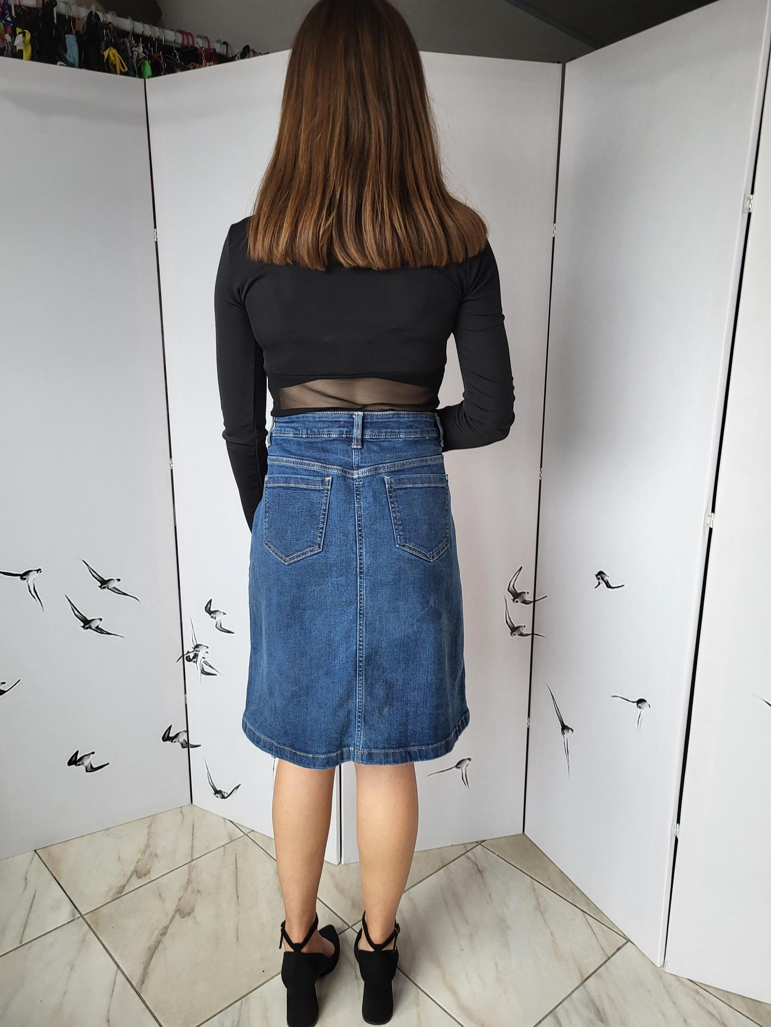 Юбка джинсовая трапеция А-силуэт 14360 XL Синий (48) - фото 5 Юбка джинсовая трапеция А-силуэт 14360 XL Синий (48) - фото 5