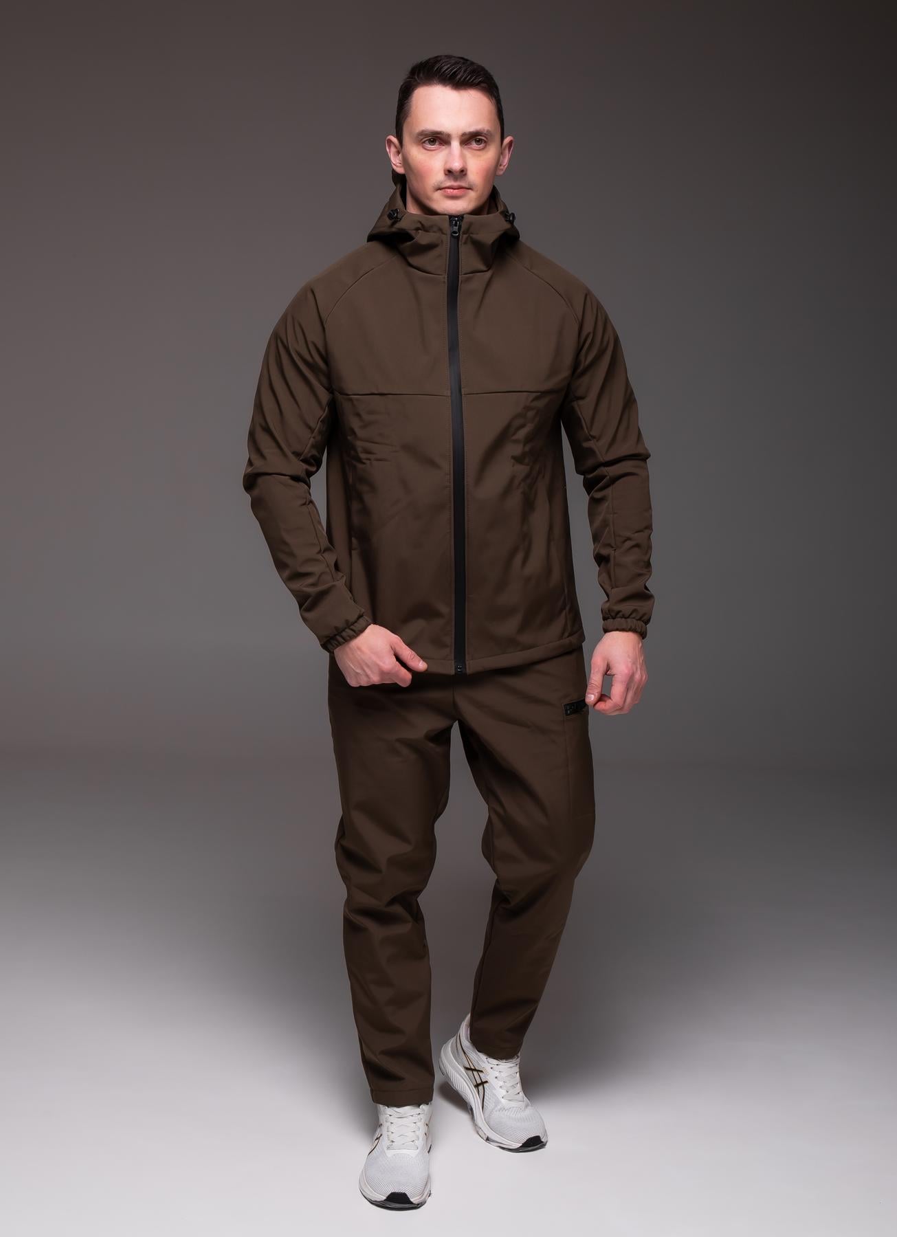 Спортивный костюм мужской Softshell утепленный на флисе осенне-зимний S Хаки (2310/1/1)