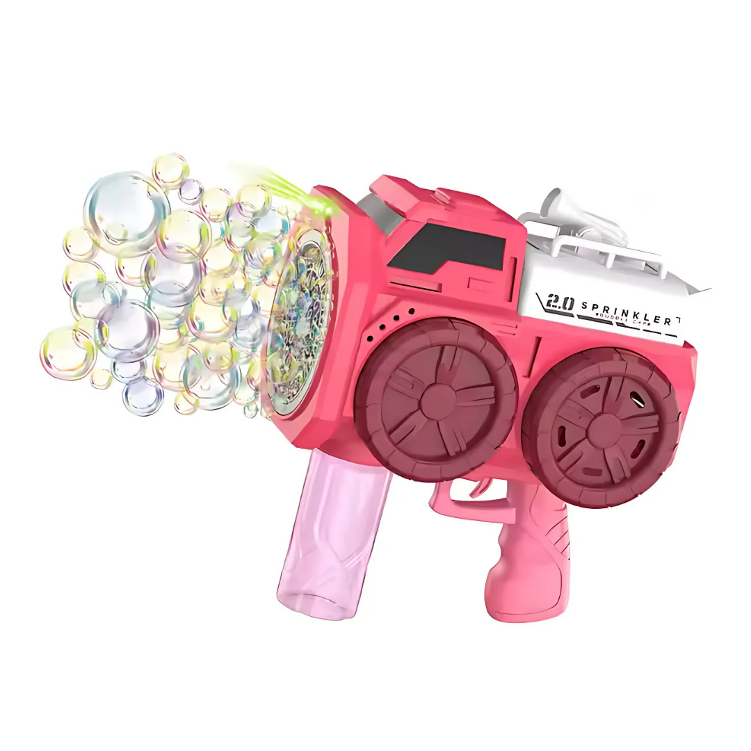 Пистолет-генератор для мыльных пузырей с подсветкой на 57 отверстий на аккумуляторе Розовый Пистолет-генератор для мыльных пузырей с подсветкой на 57 отверстий на аккумуляторе Розовый