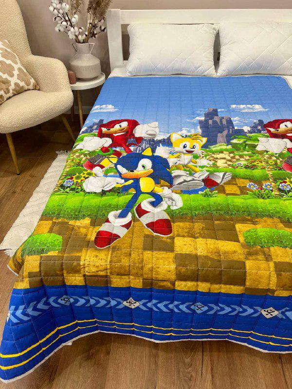 Одеяло детское с рисунком Соник двустороннее 150х210 см Синий
