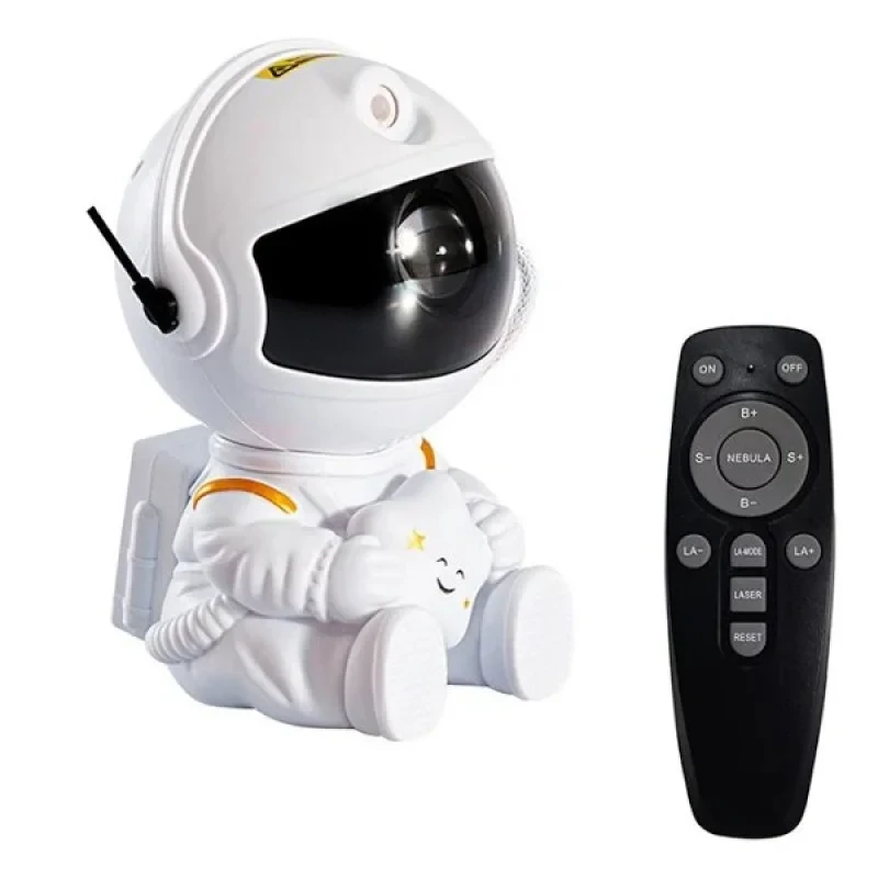 Ночник-проектор лазерный Космонавт/Звездное небо от сети 220V/USB с пультом Белый (MX-00008659W)