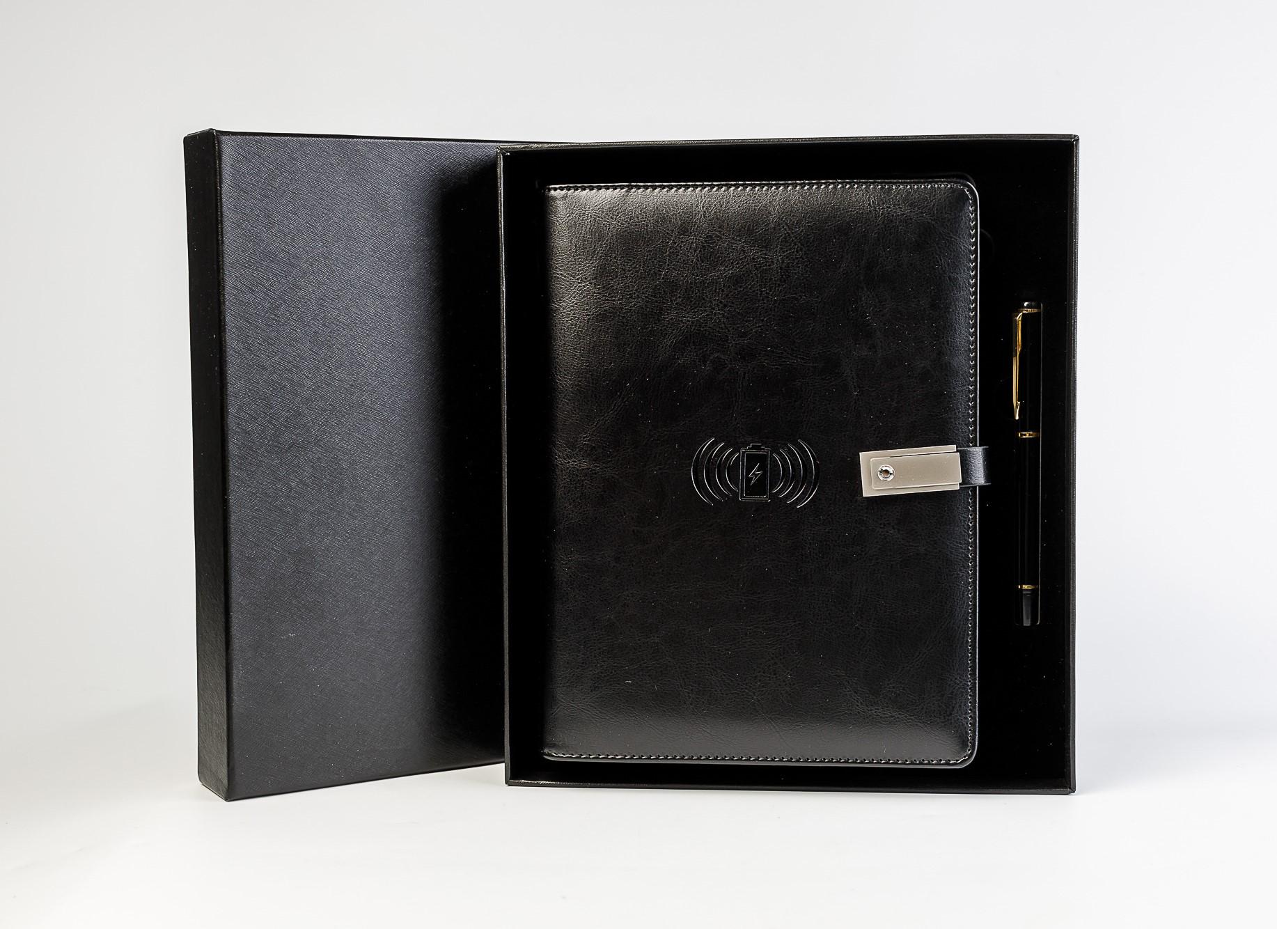 Блокнот із бездротовою зарядкою Powerbank 8000 mAh із флешкою 16 Гб Чорний (28_2114) - фото 2