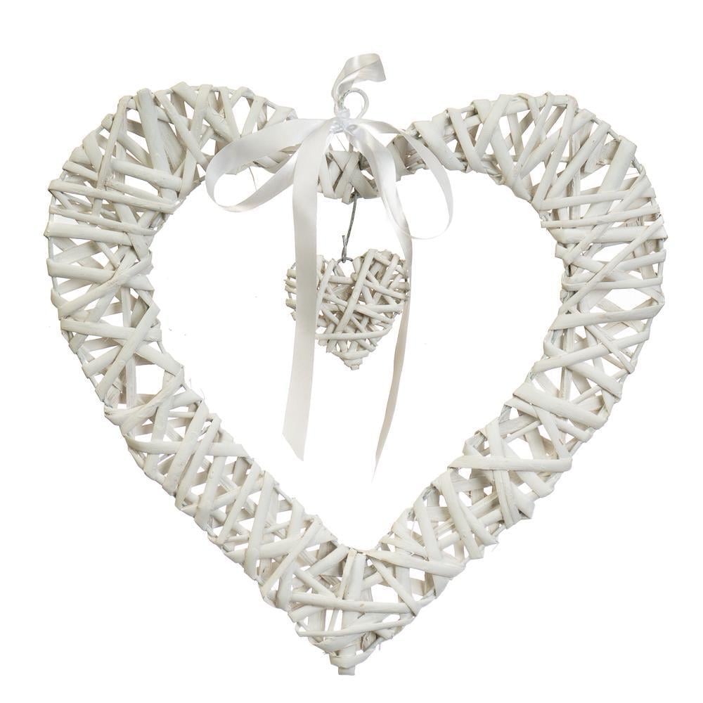 Вінок підвісний із лози Серцевий тандем 35х34 см 4 комплекти (5002-022)