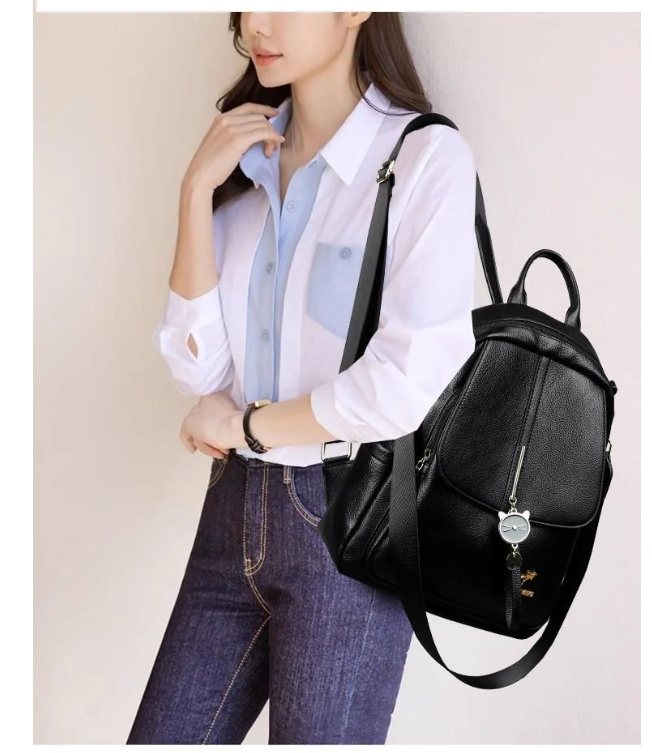 Рюкзак женский с декором кошки Черный (2825820609)