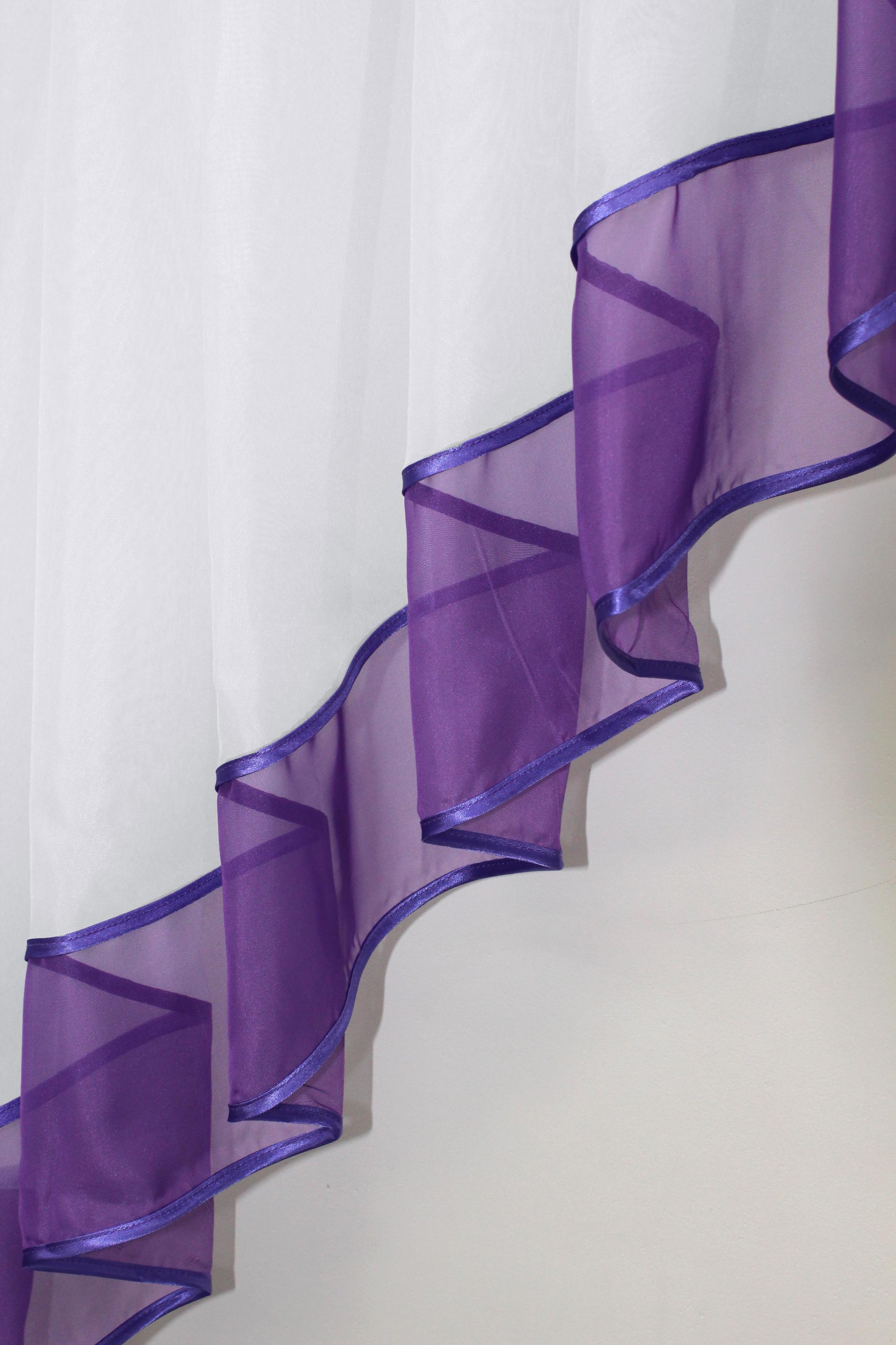 Занавеска кухонная VR-Textil № 023к 150х150 см Белый/Фиолетовый (50-521) - фото 3