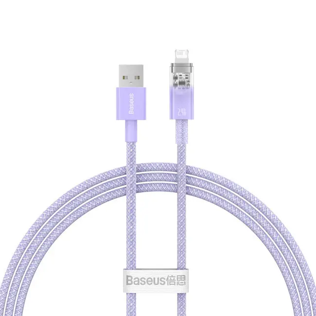 Кабель BASEUS Explorer Series Fast Charging Cable with Smart Temperature Control Cable USB to Lightning CATS010005 2,4A 1 м Purple