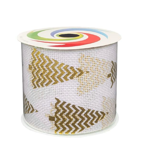 Лента полиэстр Christmas tree 63 см 27 м Золотой (13537464)