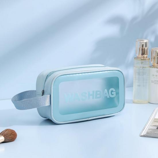 Сумка-косметичка прозора Washbag ПВХ 20x12x7 см Blue (128309) - фото 2
