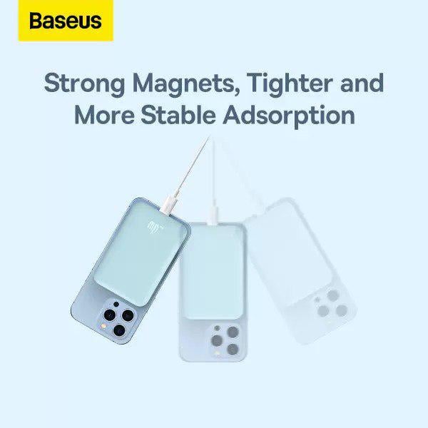 Павербанк с беспроводной зарядкой Baseus Magnetic Mini Wireless Fast Charge Qi 15 W 2в1 10000 mAh 20 W 2,4 A QC3,0/PD3,0 Голубой (PPCX030003) - фото 8