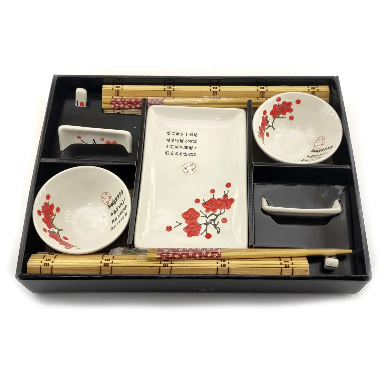 Подарочный набор для суши Красная сакура на 2 персоны 12 предметов 39х27,5х5,5 см (07-34282B) - фото 3 Подарочный набор для суши Красная сакура на 2 персоны 12 предметов 39х27,5х5,5 см (07-34282B) - фото 3