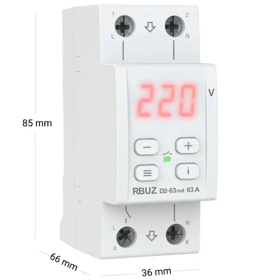 Реле напруги Zubr D2-63 Red 63а з термозахистом (27207138) - фото 4