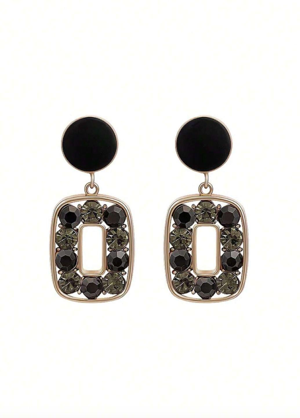 Серьги-подвески женские Золотистый/Черный (12509)
