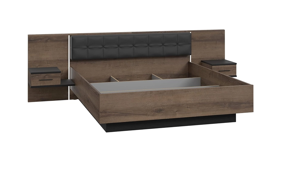Кровать 1,6 с тумбами Bellevue BLQL161B без основания Дуб болотный/Дуб черный (730892) Кровать 1,6 с тумбами Bellevue BLQL161B без основания Дуб болотный/Дуб черный (730892)