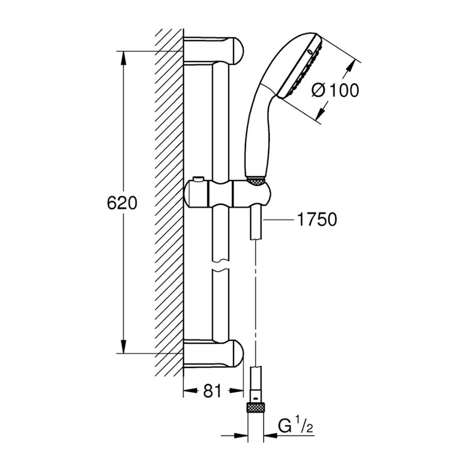 Душовий комплект із штангою Grohe Tempesta 27853001 CV030546 Хром (159024) - фото 2