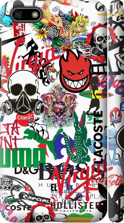 Чехол на Huawei Y5 2018 Many different logos (4022m-1500-42517)