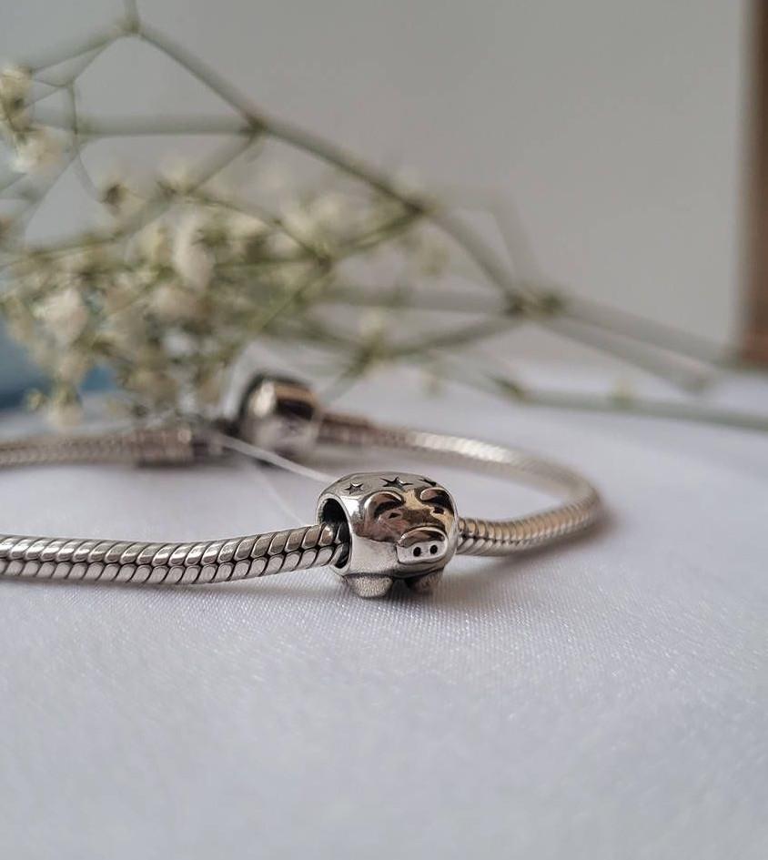 Намисто срібний шарм без каміння Свинка чорнене 925 проби 3,40 г (939ч)