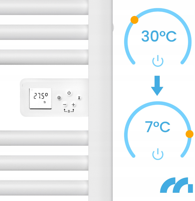 Сушарка для рушників електрична з термостатом Maltec 500 Вт Білий - фото 9 Сушарка для рушників електрична з термостатом Maltec 500 Вт Білий - фото 9