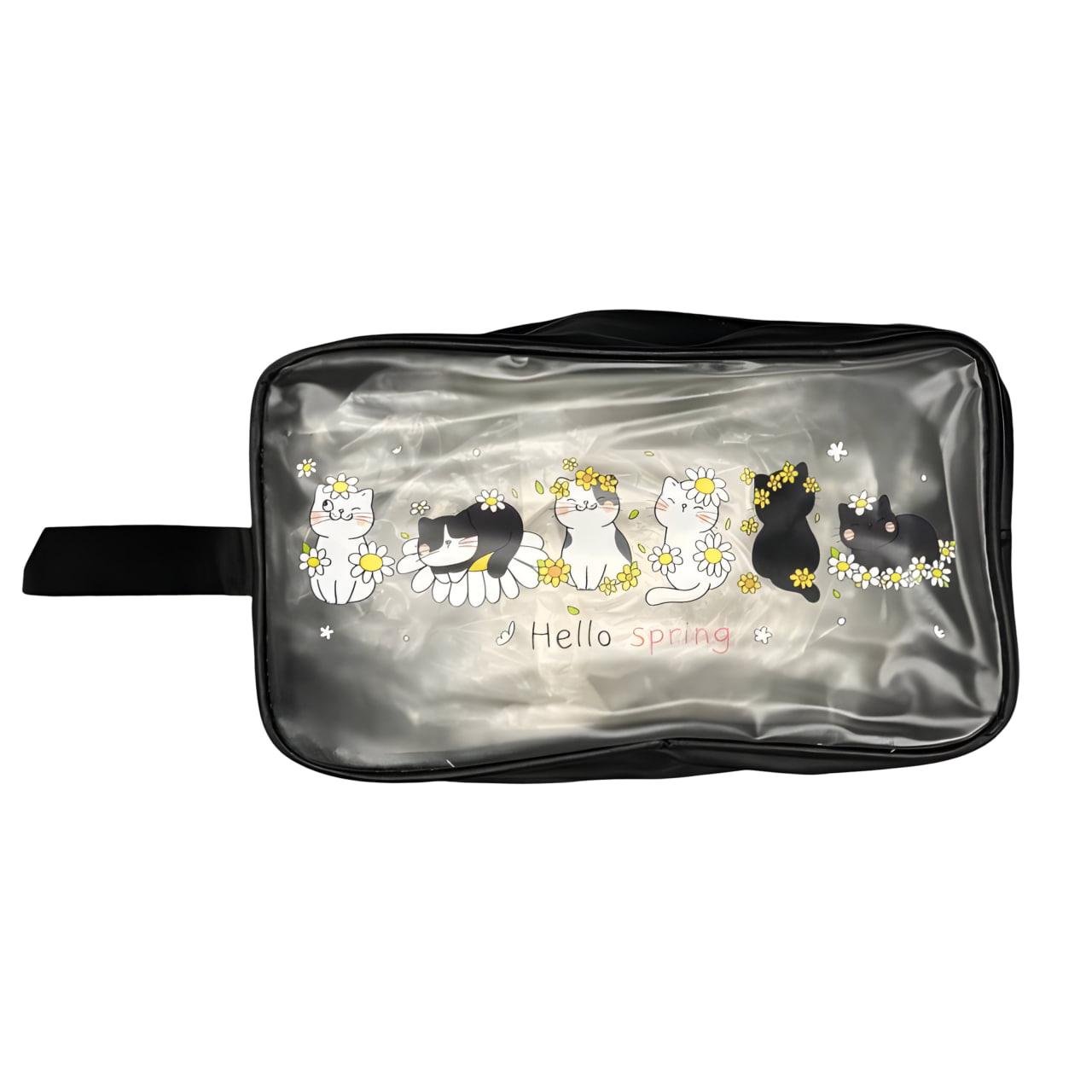Косметичка для дитини з принтом котики 15х26 см Чорний (25-581)