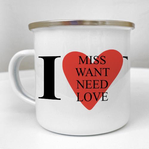 Чашка металическая Camper "I miss, want, need love" 250 мл (KRM_24L014)