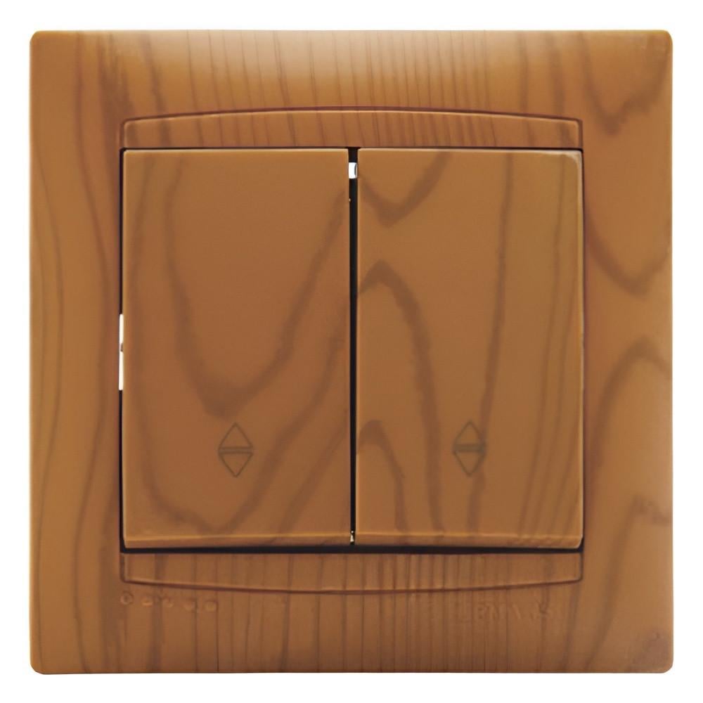 Выключатель двухклавишный Lemanso Сакура проходной Ольха (LMR1406)