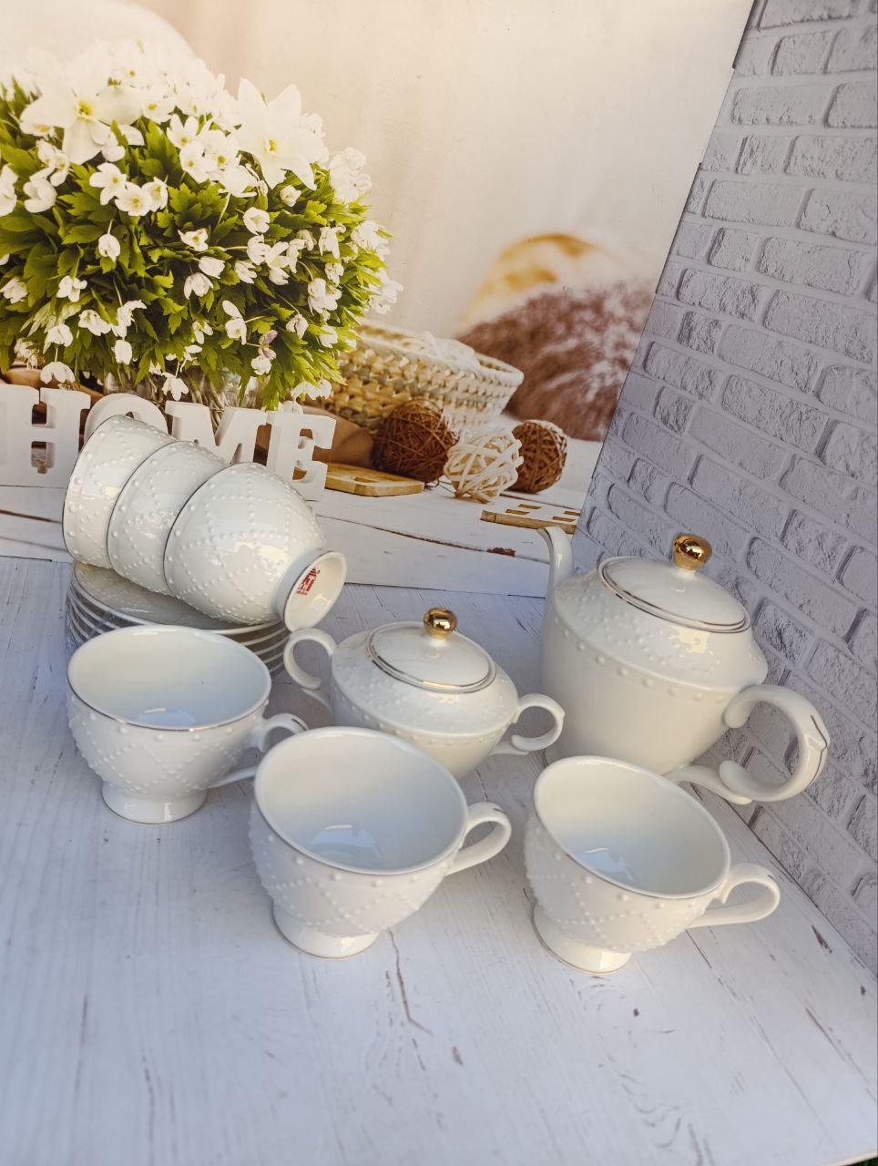 Чайный сервиз SNT Аделин фарфор 14 предметов 250 мл/370 мл/1 л Белый (18042-00)