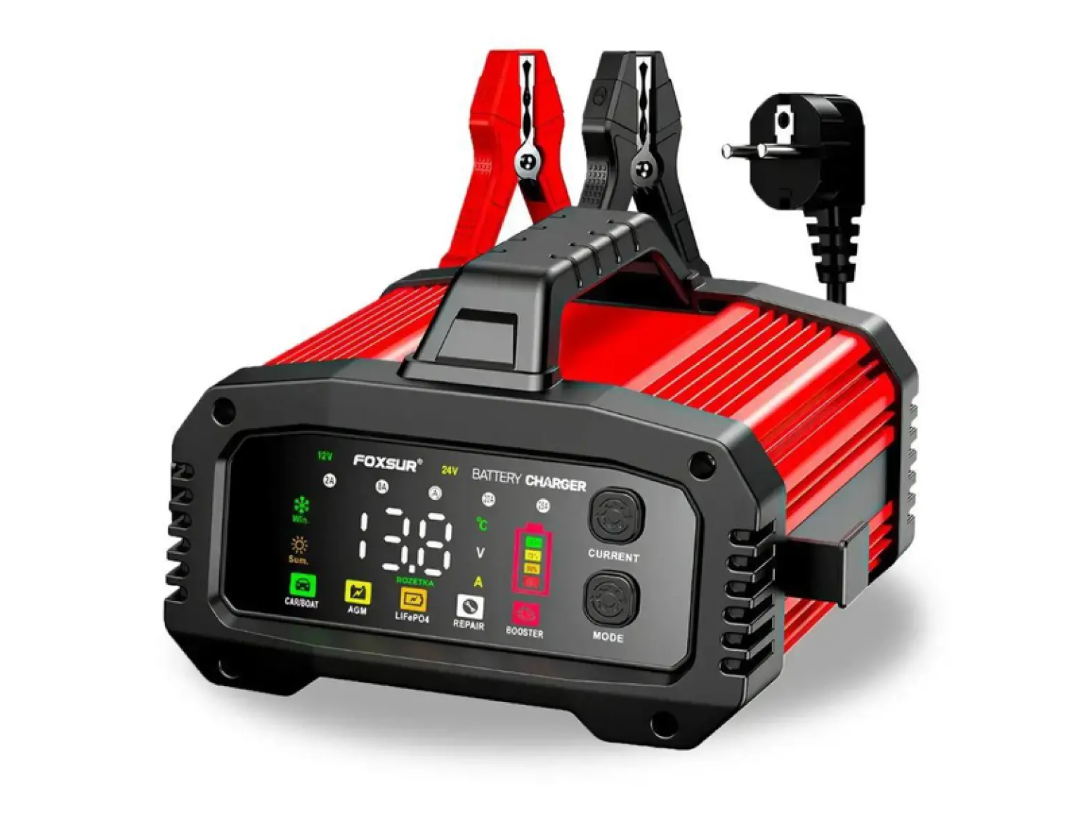 Зарядний пристрій автоматичний імпульсний Foxsur FPT-250 з функцією бустера