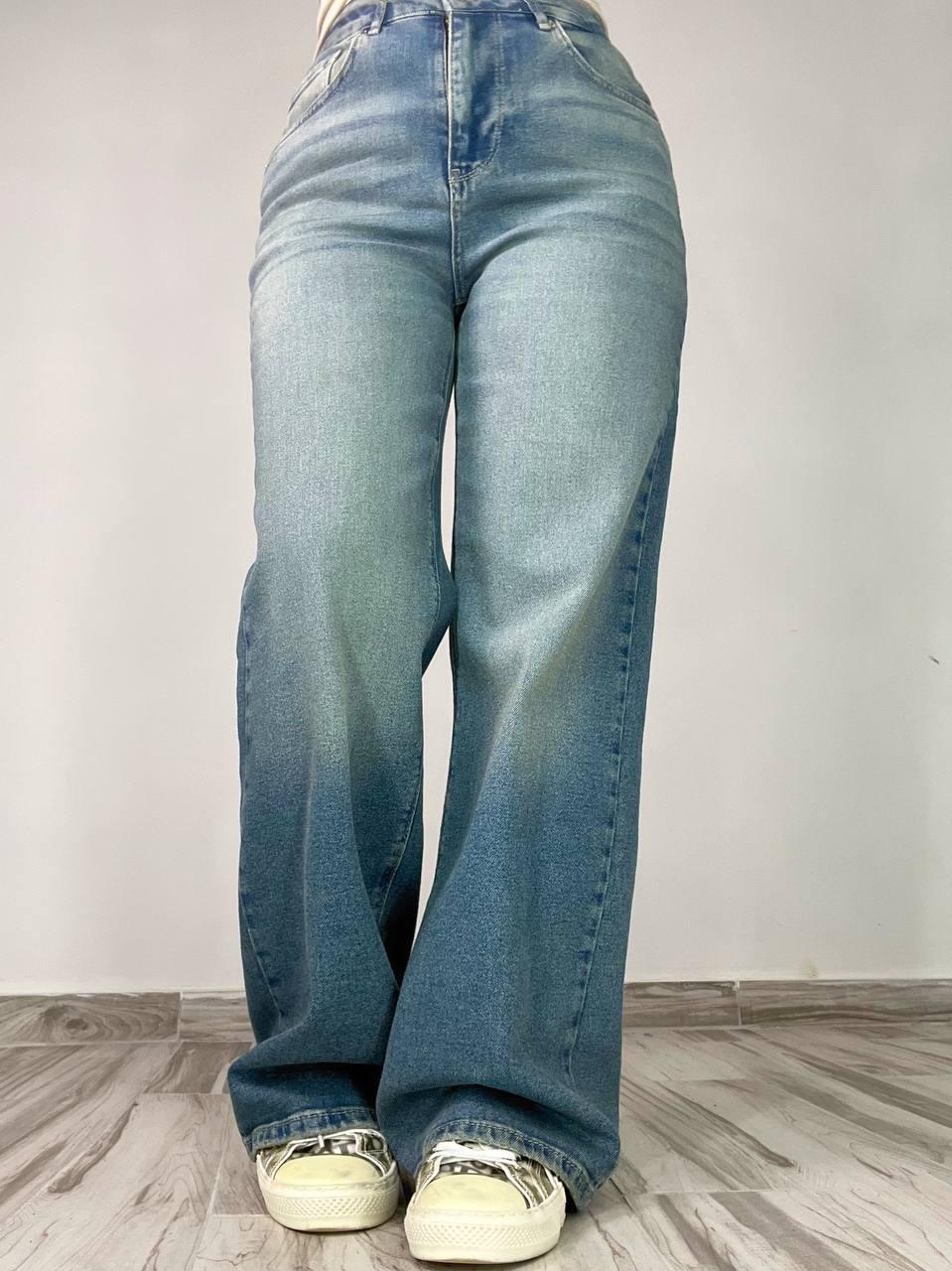 Джинси жіночі Zeo Basic 4741 palazzo jeans висока талія широкі палаццо стрейчеві вінтажні р. 36 Блакитний (3753) - фото 6