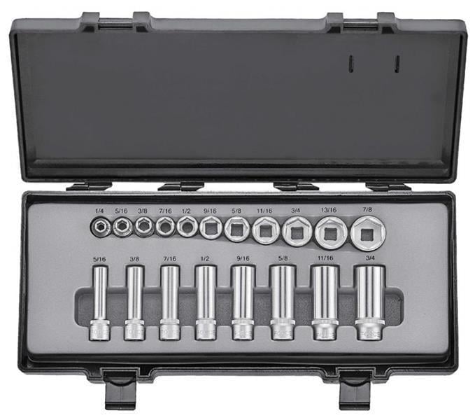 Набір головок Force FOR 3193 1/2" 1/4" 3/4" 3/8" 5/16 7/16 9/16 19 шт.