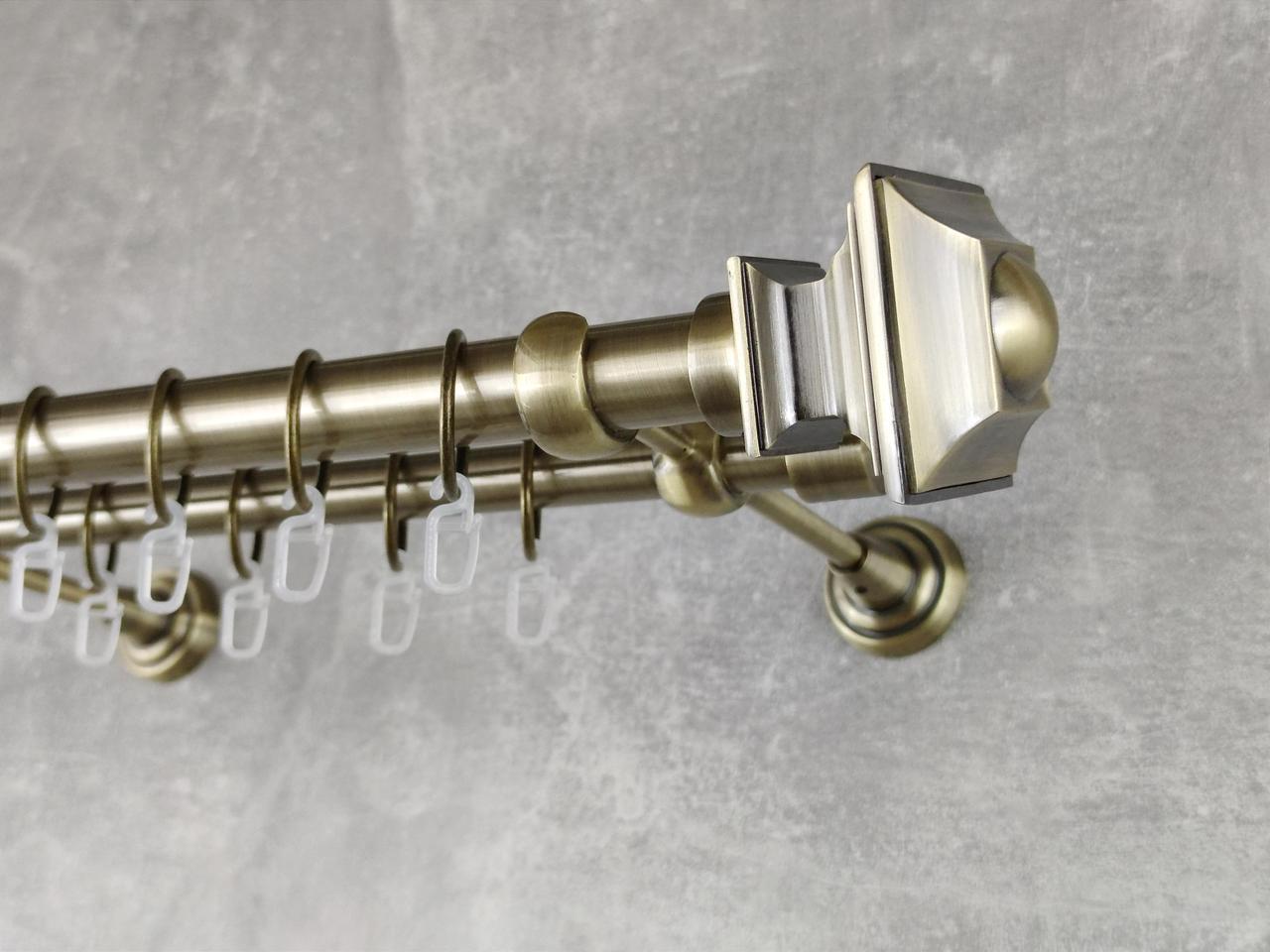 Карниз MStyle металлический для штор двухрядный Борджеза 25/19 мм гладкий 400 см Антик (5011765)