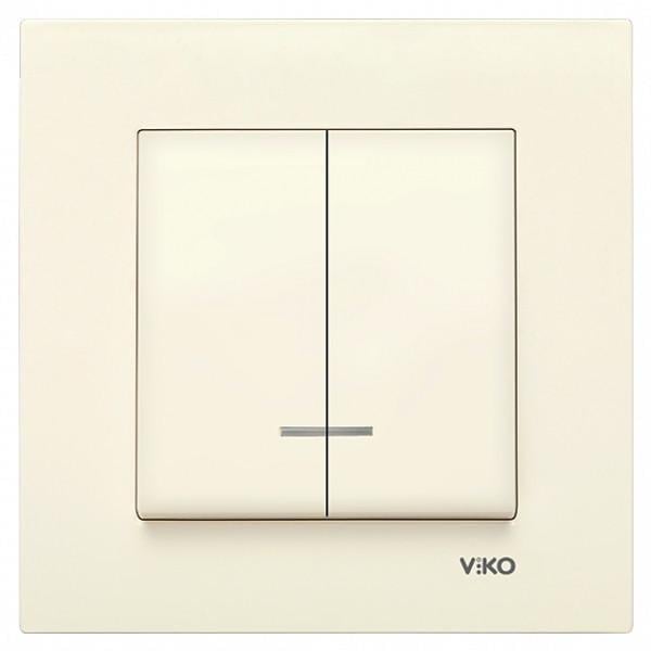 Выключатель двухклавишный Viko Karre с подсветкой Кремовый (27548719)