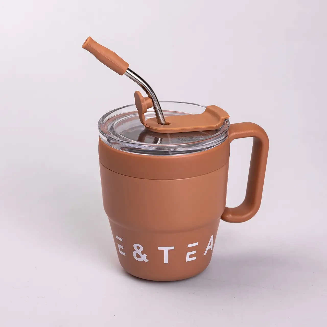 Термокухоль Coffee&Tea з трубочкою Коричневий (5484)