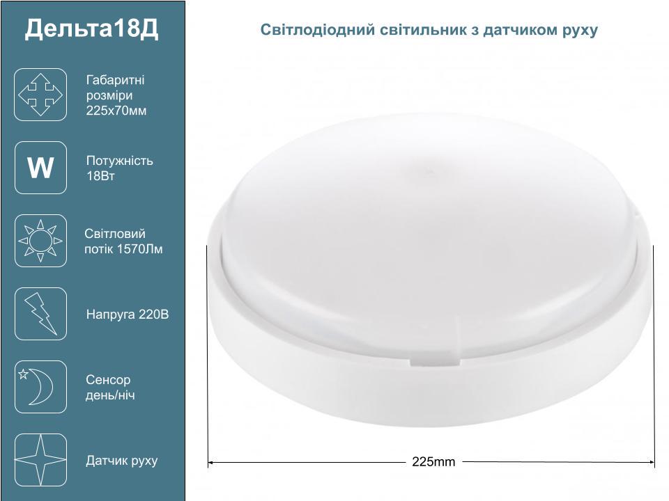 Светильник светодиодный Horoz Дельта-18Д 18 Вт 6000K 1570Lm 220V IP44 (ДББ20У-18-302У1) - фото 3