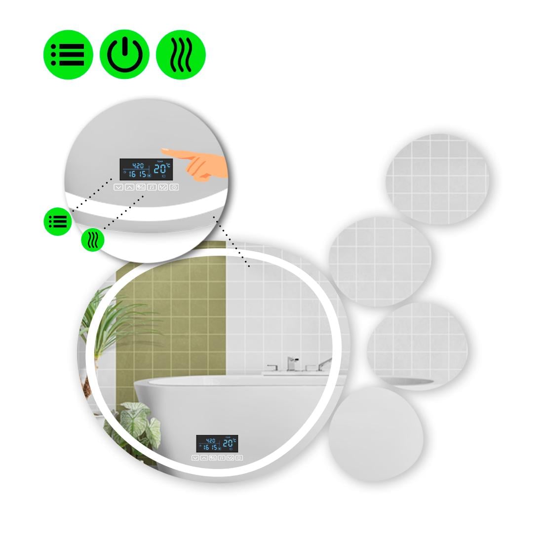 Зеркало с LED подсветкой Acqua 1 с Smart-блоком и подогревом 120x120 см (Acqua1-61)