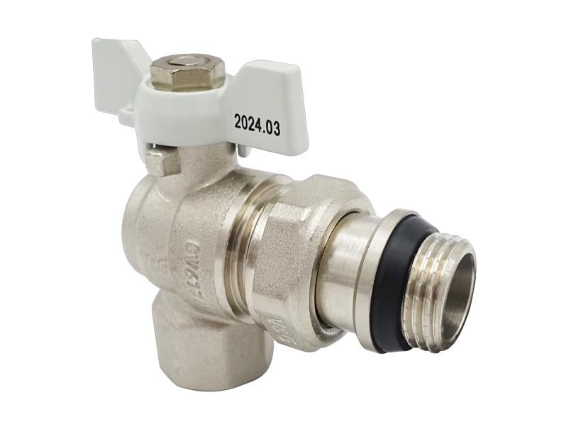 Кран-американка V&G VALOGIN Optima 1/2" ВЗ угловой бабочка Белый (RS-VG-104501)