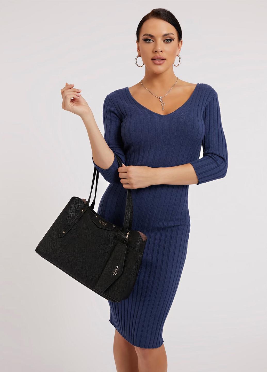 Сумка двухсторонняя сэтчел женская из эко кожи Guess ECO BRENTON GIRLFRIEND SATCHEL HWEVG839009-BLA Черный - фото 4