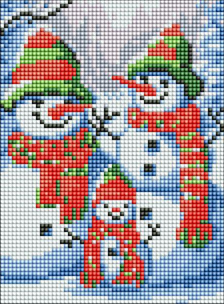 Алмазная мозаика Идейка Волшебные снеговики 15х20 см (Id-AMM1001)