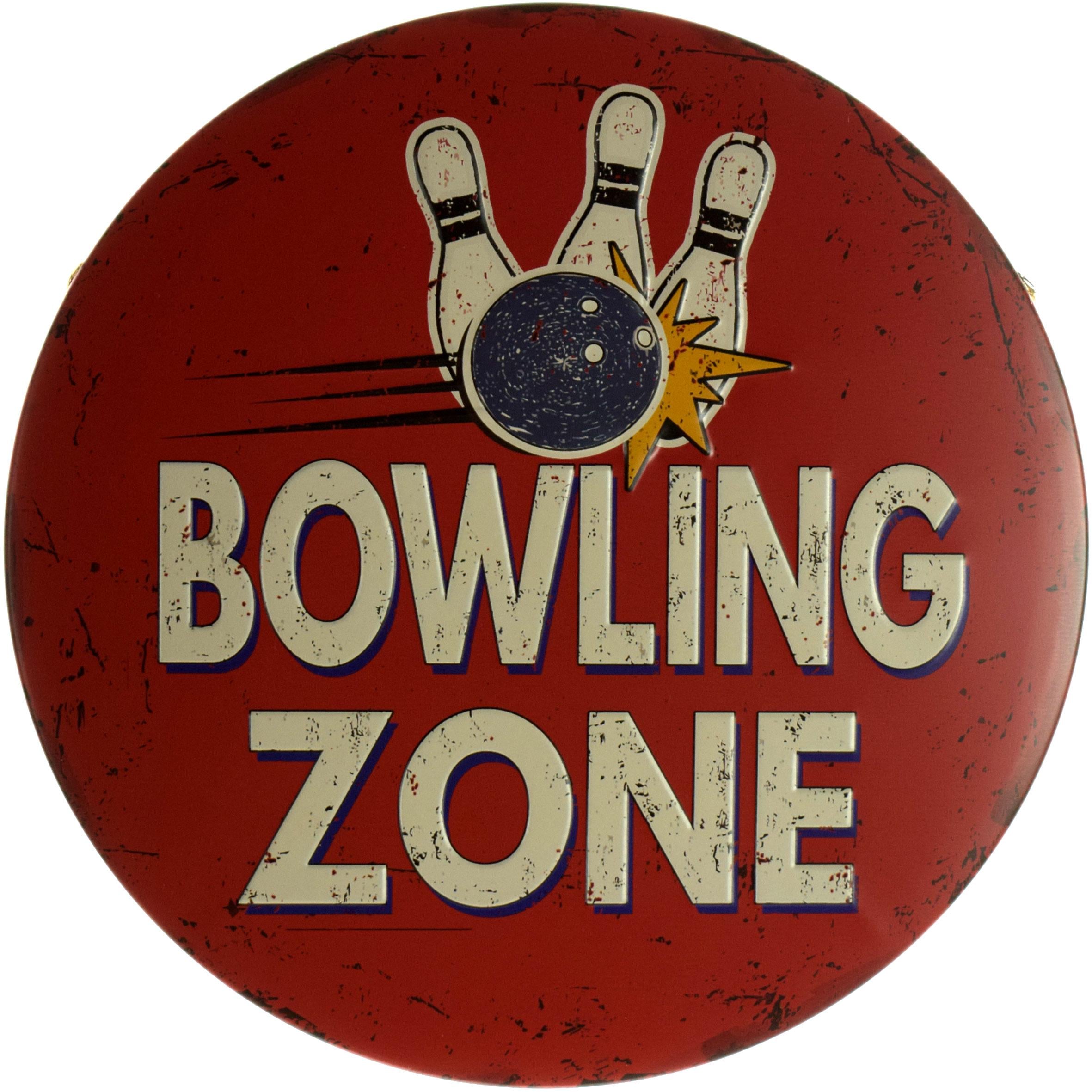 Табличка металлическая Зона Боулинга/Bowling Zone круглая 30 см