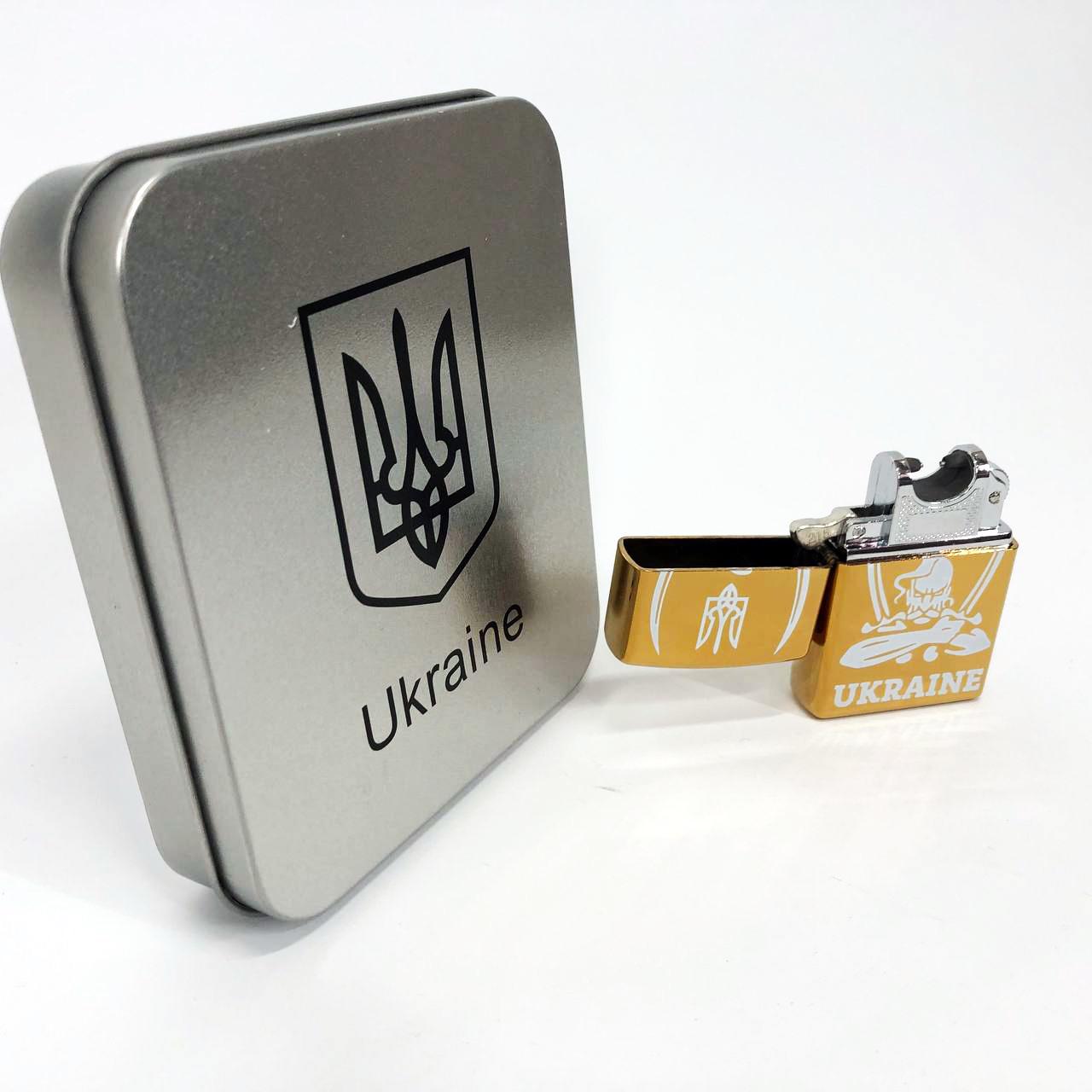 Зажигалка дуговая электроимпульсная USB Украина металлическая коробка Золотой (HL-449) - фото 6 Зажигалка дуговая электроимпульсная USB Украина металлическая коробка Золотой (HL-449) - фото 6