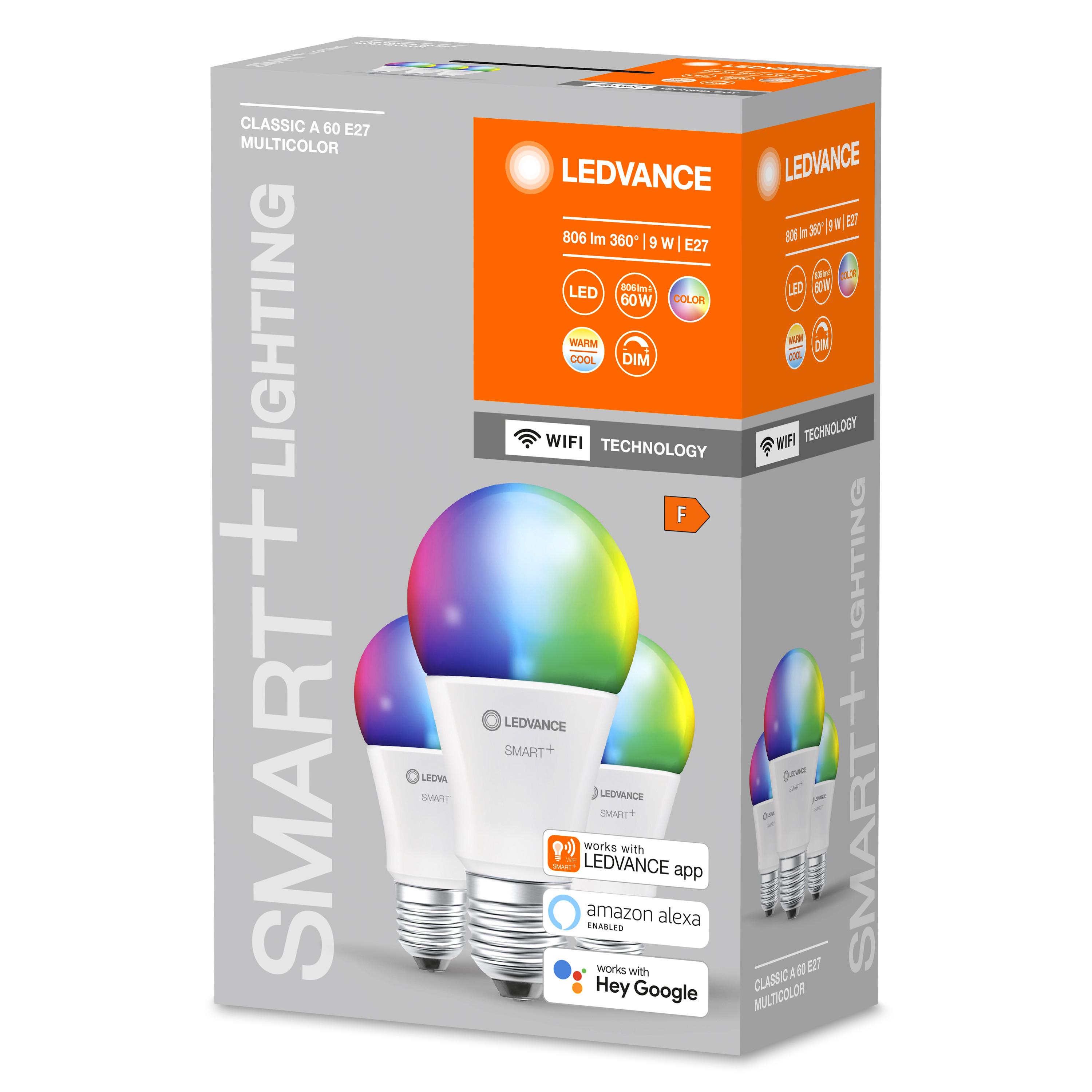 Лампа светодиодная Osram Wi-Fi Smart+ 9W 230V 806lm RGBW,2700-6500K E27 3 шт. (4058075485754)