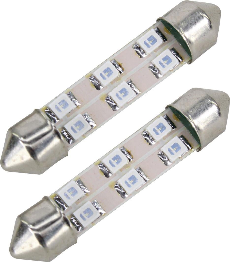 Лампочка 2-х цокольная Futura LED T11 C8W SMD 6-диодов 12V-0,7 Вт SV8,5-8 41 мм 2 шт. Зеленый