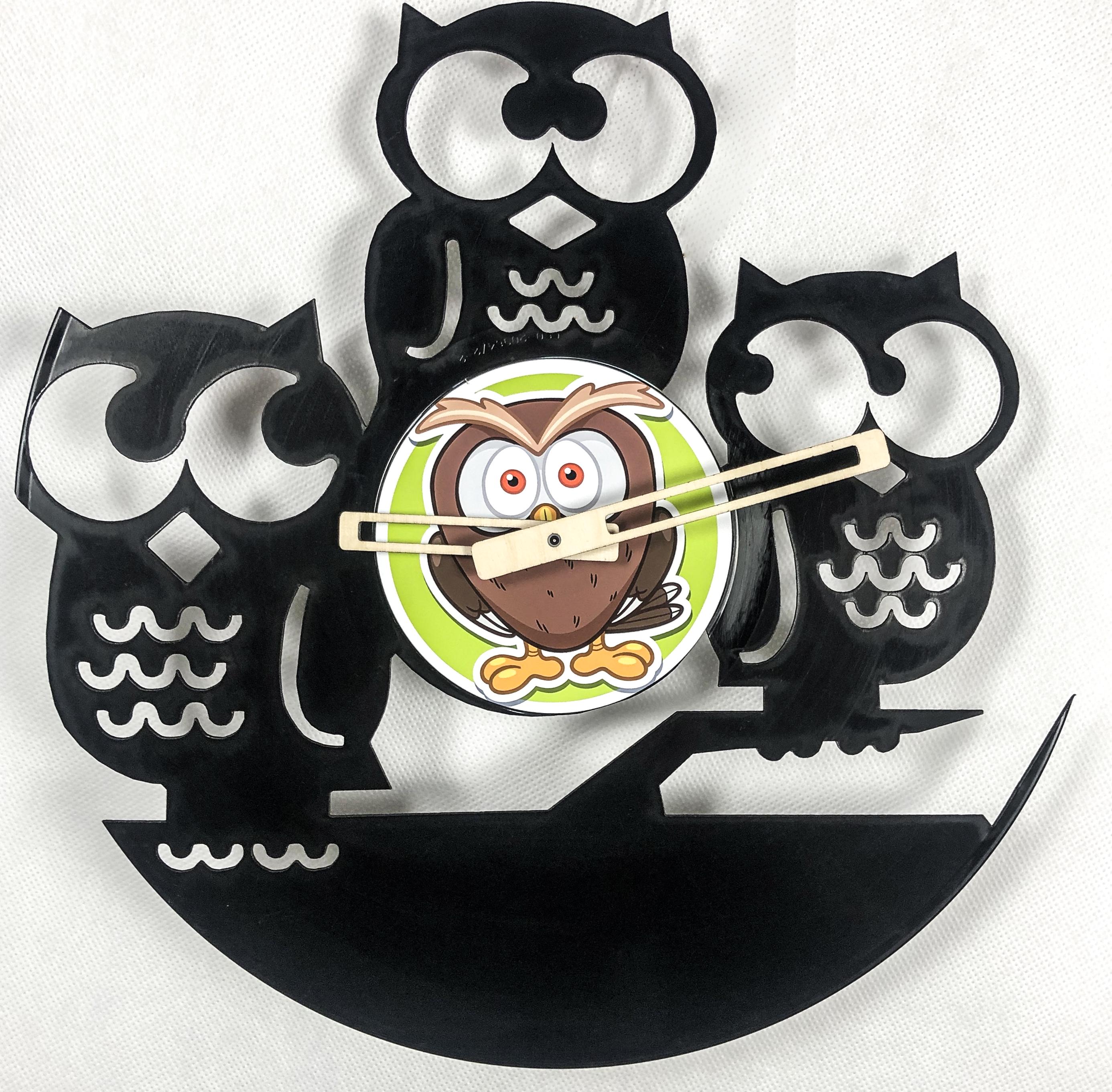 Часы с виниловой пластинки Совы (0000021)